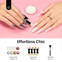 Beetles chrome nail powder Chrome Silver for a sleek metallic shine