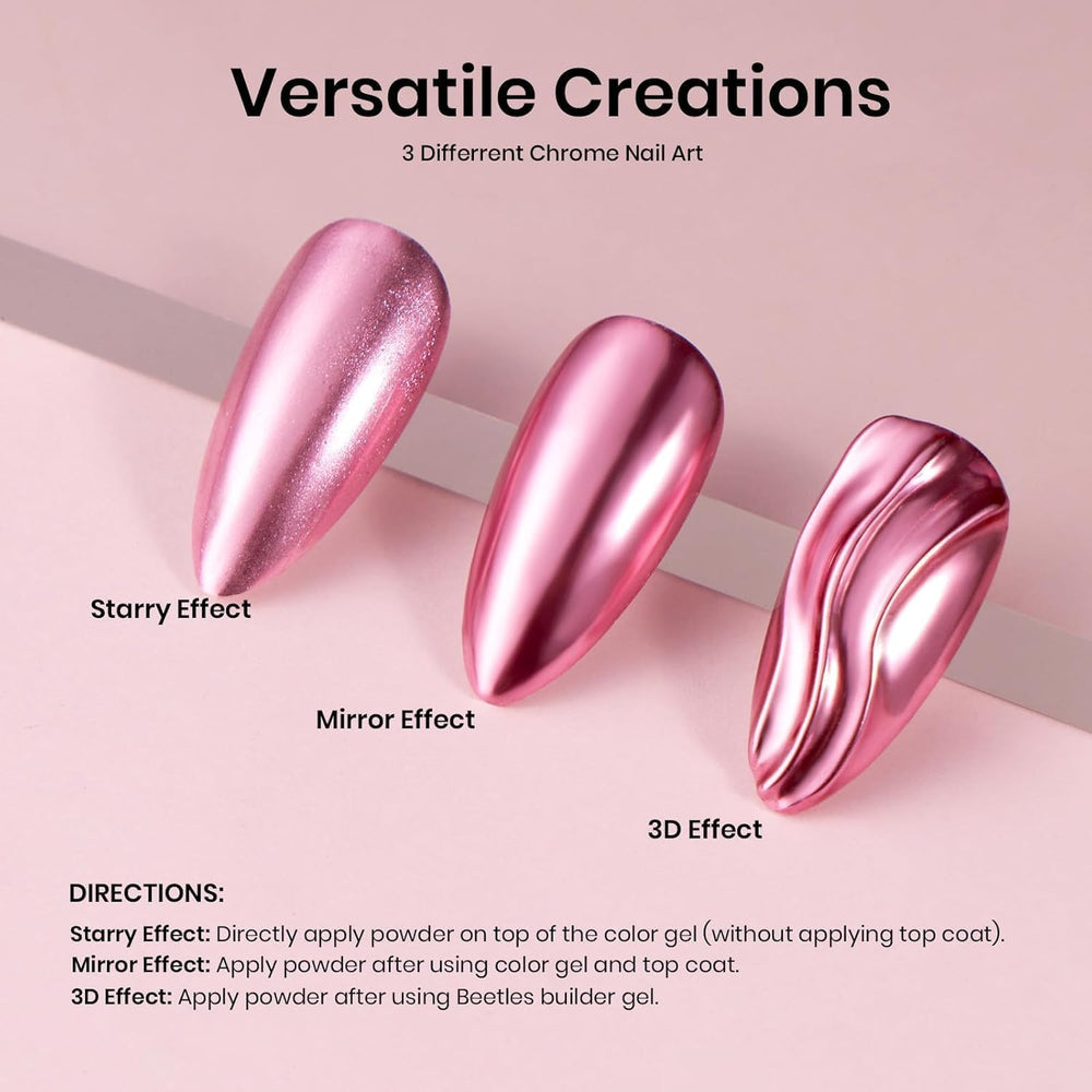 Beetles chrome nail powder Pearlescent Purple for a vibrant, mirror-like finish