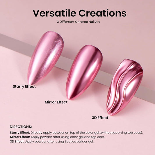 Beetles chrome nail powder Pearlescent Purple for a vibrant, mirror-like finish