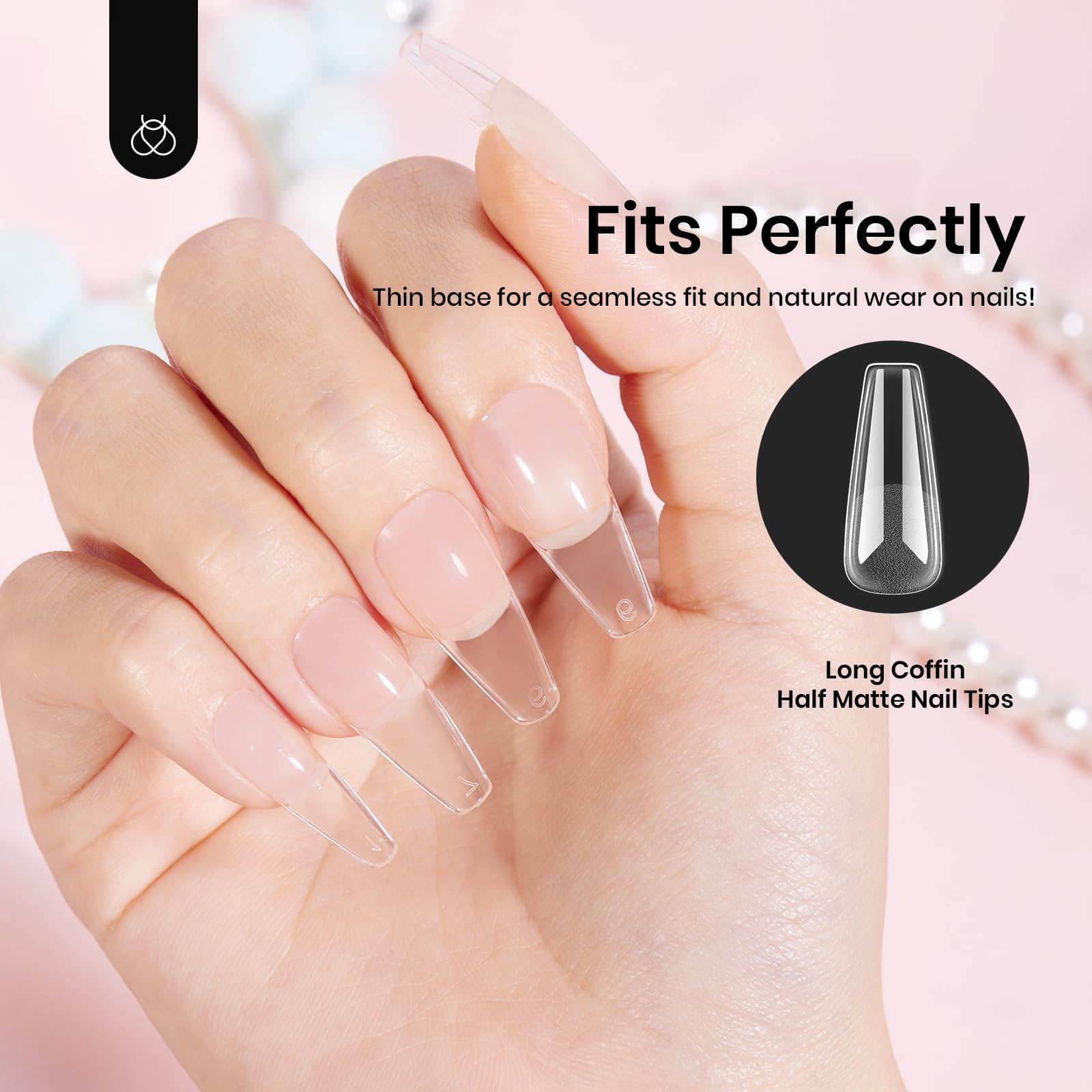 Beetles coffin long gel nail tips easy removal with drill