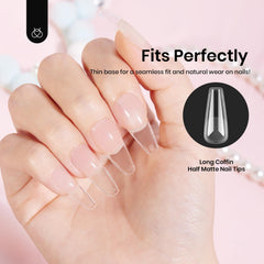 Beetles coffin long gel nail tips easy removal with drill