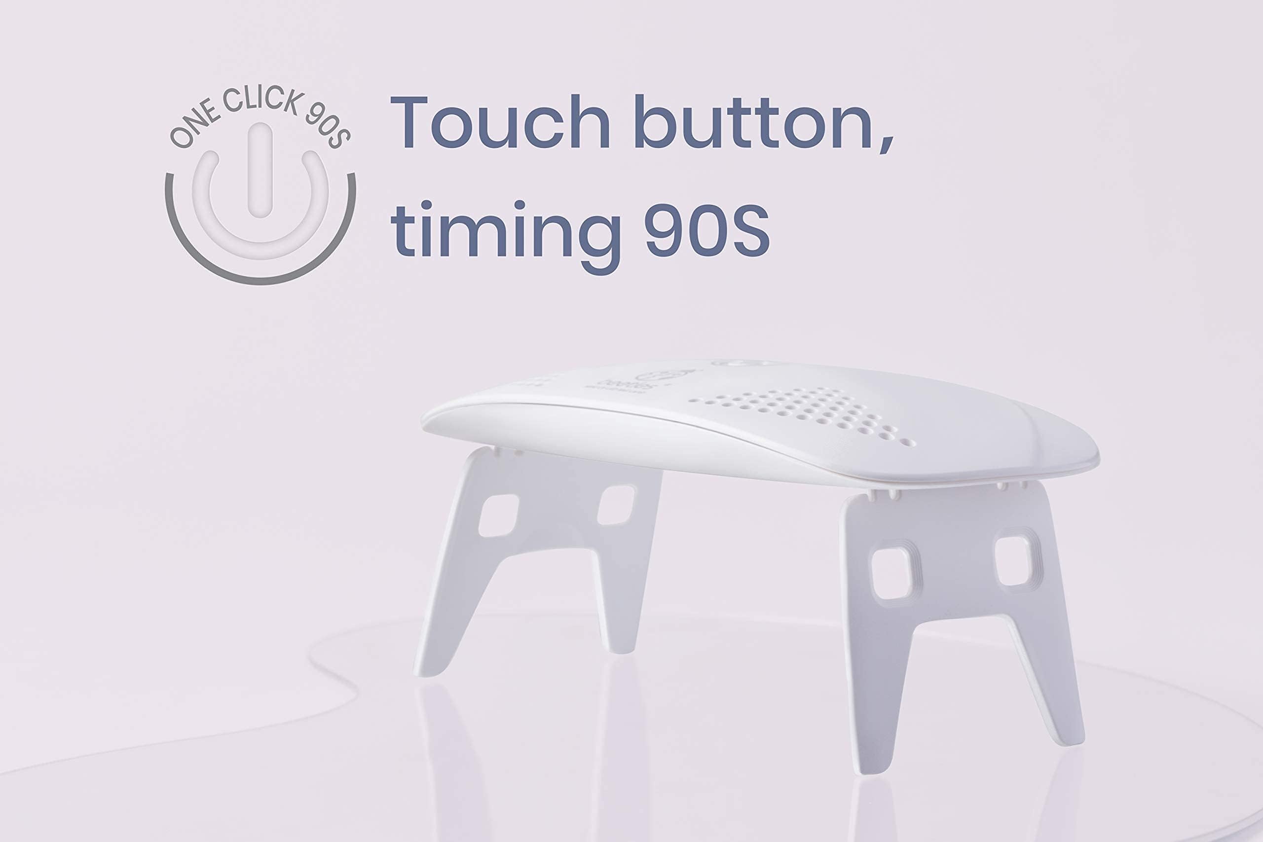 Beetles compact nail lamp side view, ideal for small stations and desks.