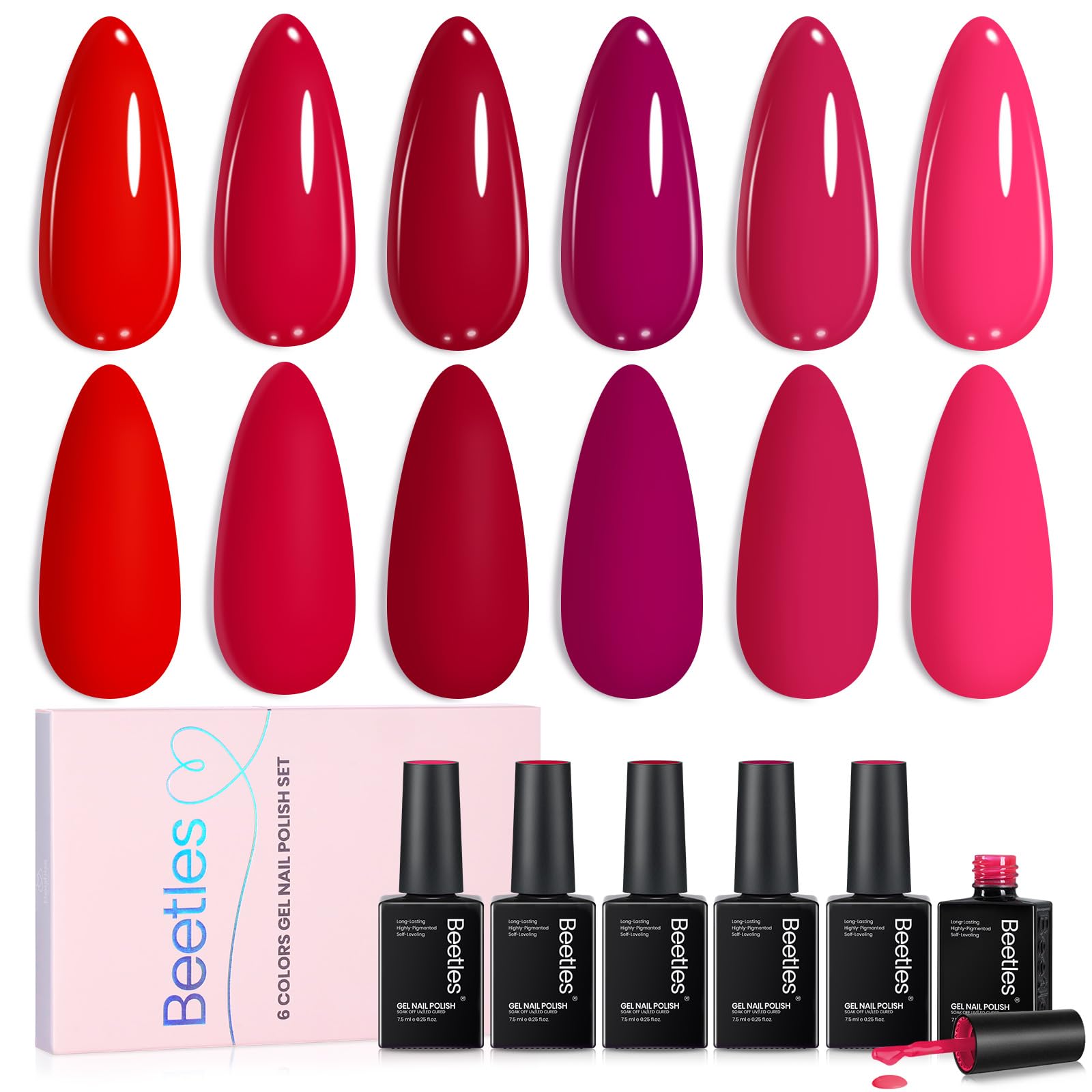 Beetles Crimson Horizon gel polish set with six colors for versatile at-home manicures.