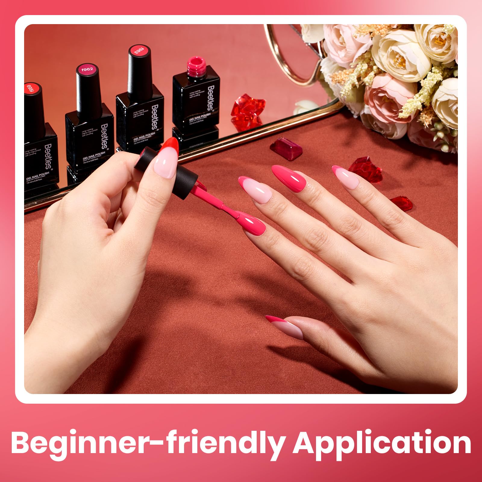 Beetles Crimson Horizon f962 bloody red shade for statement nails at parties.
