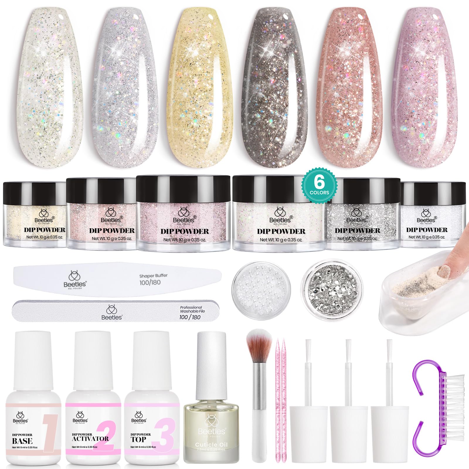 Beetles dip-kit in-home salon quality for easy at-home manicures.