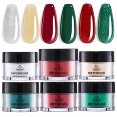 Beetles Dip Powder Nail Set 6 colors demonstrates versatile holiday nail art options.