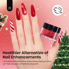 Beetles Dip Powder nails glossy manicure closeup shows long-lasting shine.