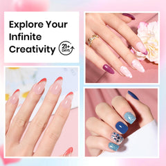 Beetles Dip Powder Pastel Blue-Green Set enhances soft airy manicures.