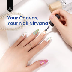 Beetles Etch-X Almond Medium at home manicure setup for easy DIY nails.