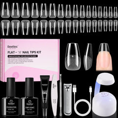 Beetles Flat-X coffin nail tips 320pcs for precise at-home extensions.