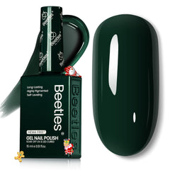 Beetles forest green gel polish gift-ready packaging.