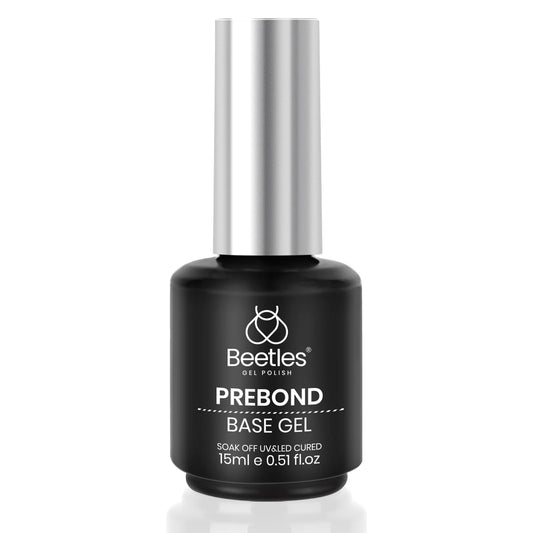 Beetles Gel Base Coat bottle application promotes strong adhesion for a longer-lasting manicure.