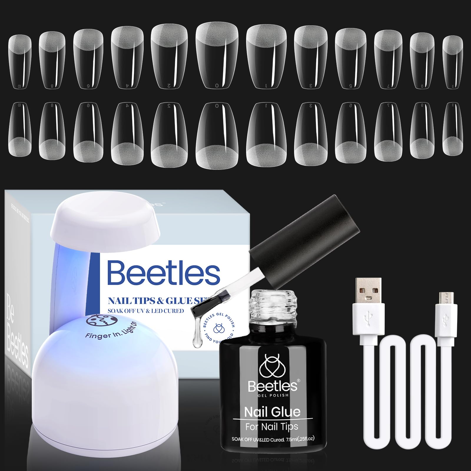 Beetles Gel Nail Kit coffin tips for durable DIY nail extensions.