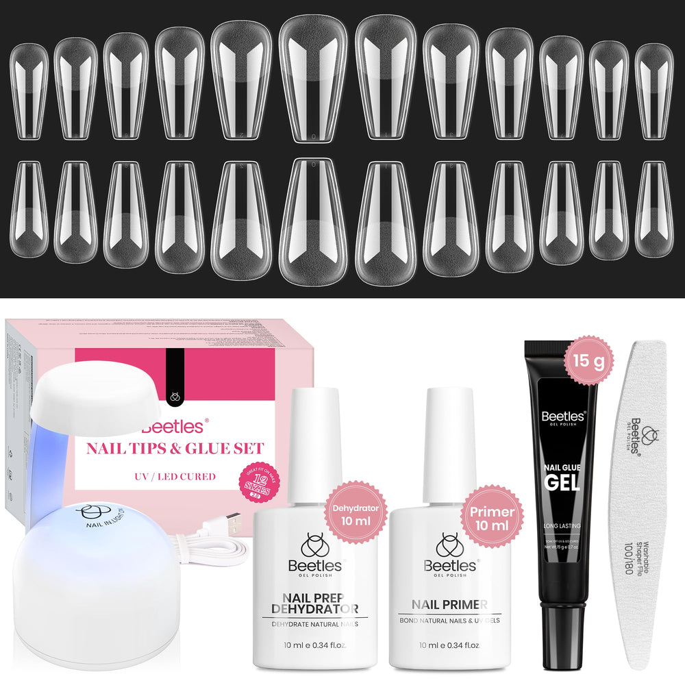 Beetles gel nail kit medium coffin – complete at-home extension solution.