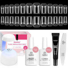 Beetles gel nail kit short square tips for at-home extensions.