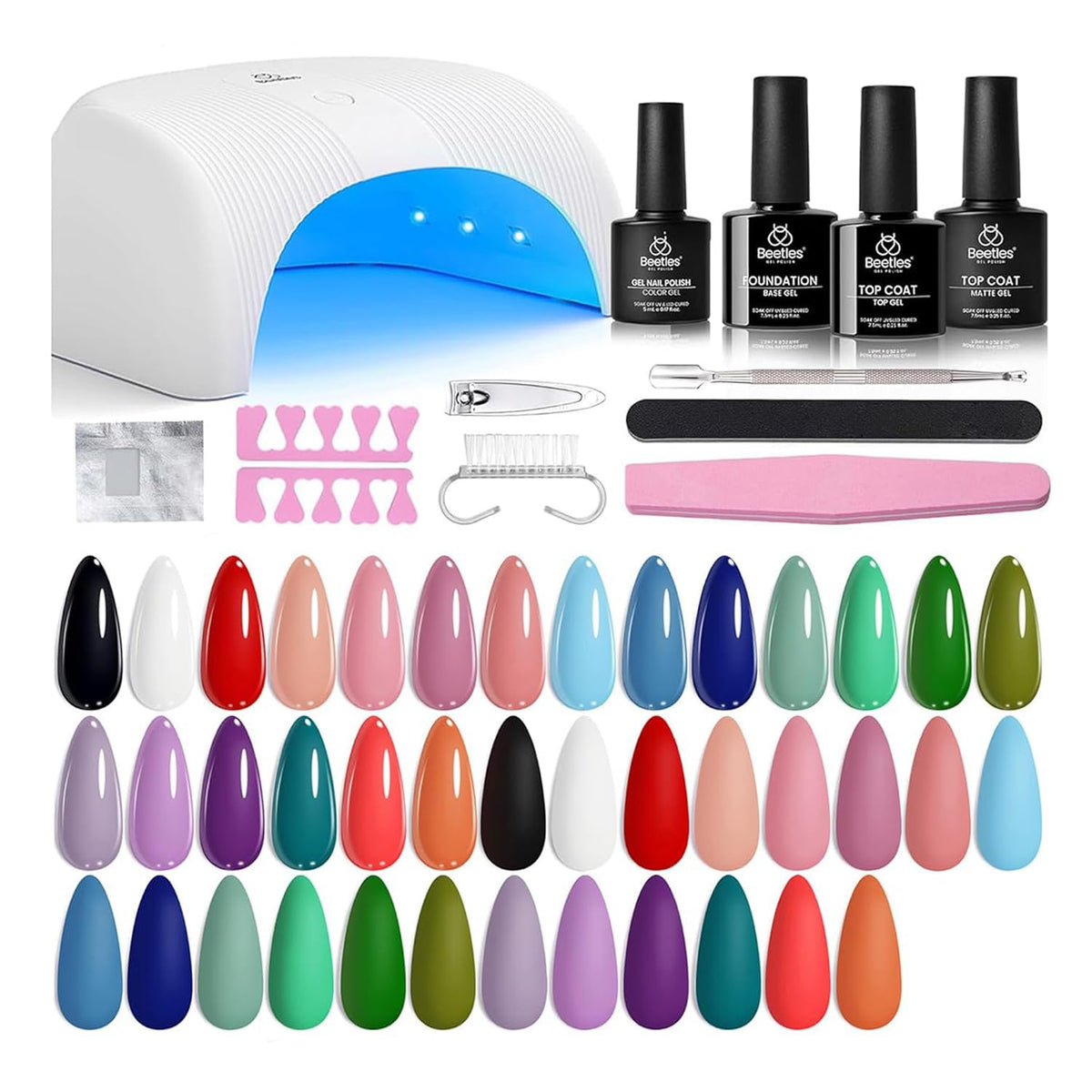 Beetles Gel Nail Polish Kit with UV lamp: all-in-one manicure essentials for at-home use