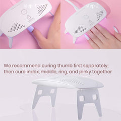 Beetles gel nail lamp compatible with base/top coats, hard gel, and poly gel for versatility.