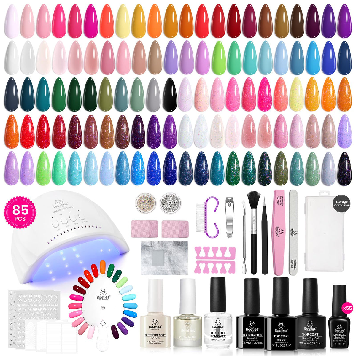 Beetles Gel Nail Polish 55 Colors Bottles for vibrant at-home manicures