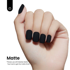 Beetles gel nail polish being applied with base and top coat for durability.