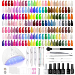 Beetles Gel Nail Polish Kit color display with 100 shades for seasonal looks
