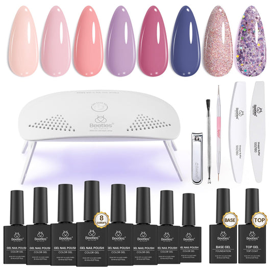 Beetles Gel Polish Kit with mini UV light for effortless at-home manicures.