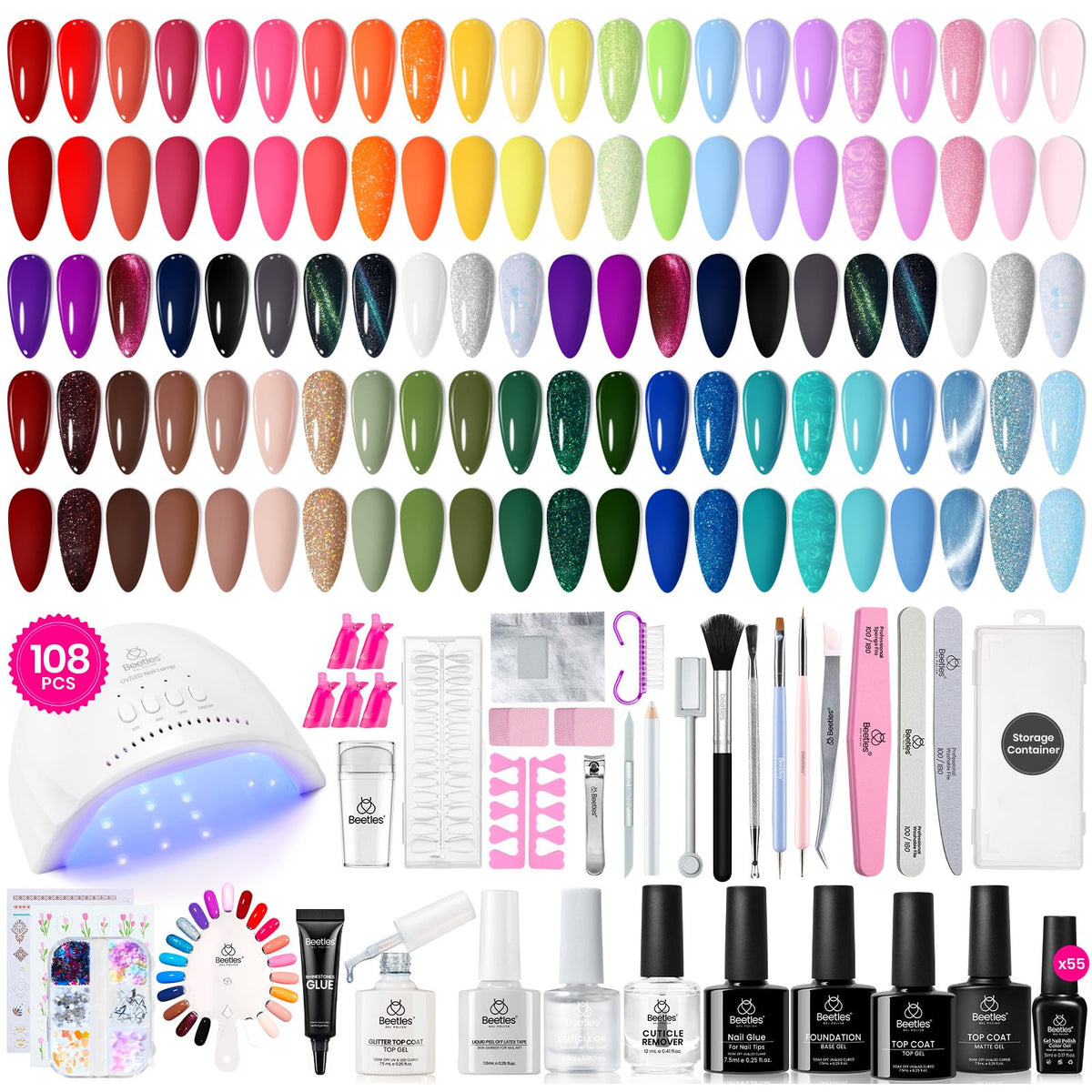 Beetles Gel Nail Polish Kit UV lamp for home salon curing