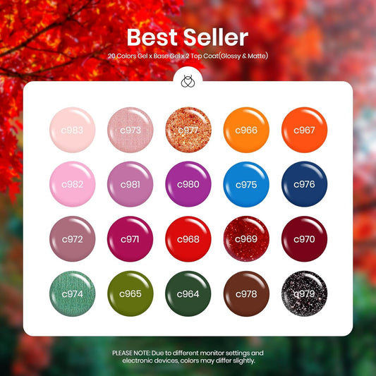 Beetles Gel Nail Polish Set orange shade for warm autumn nails.