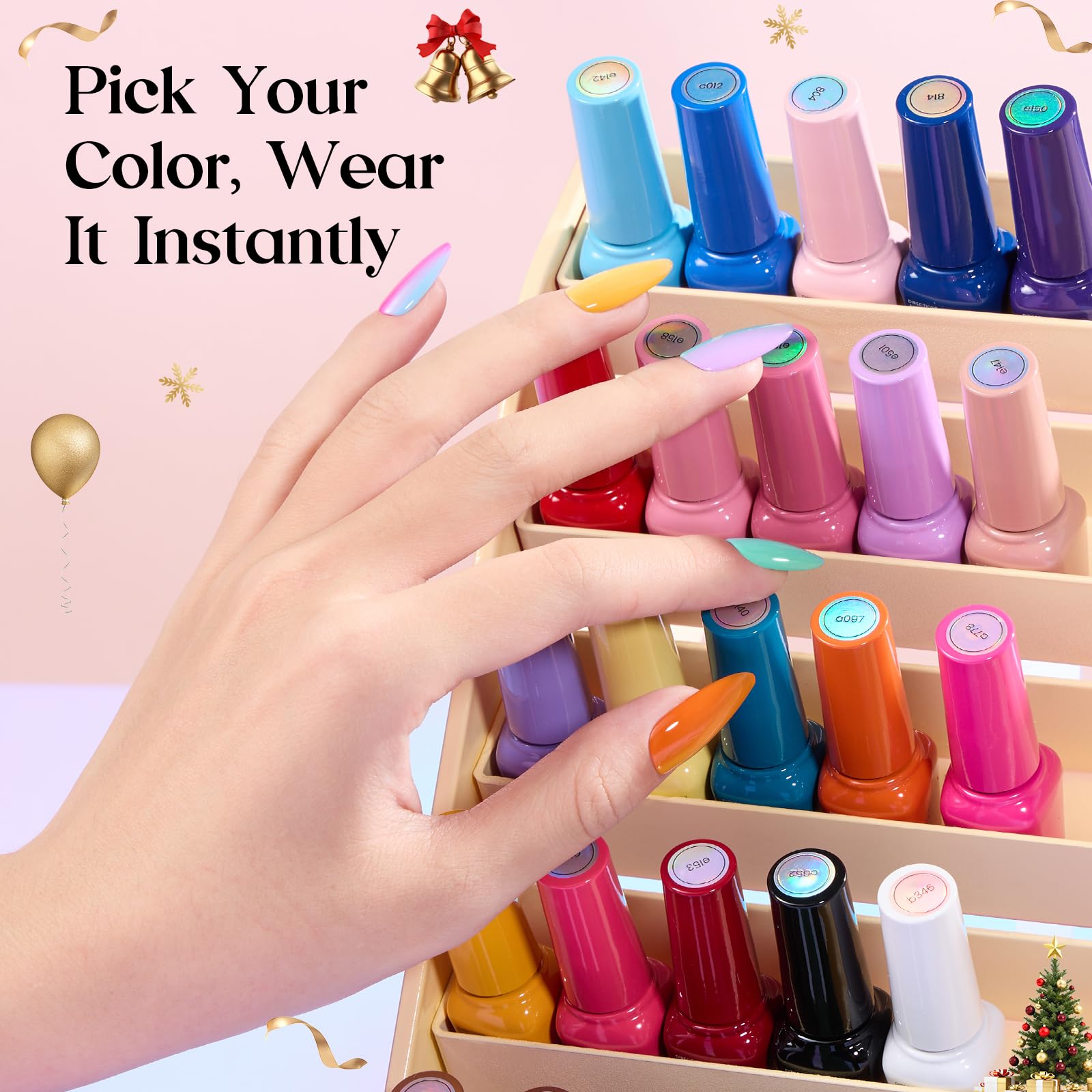 Fast cure under UV/LED lamp in 60–120 seconds for glossy, long-wear color