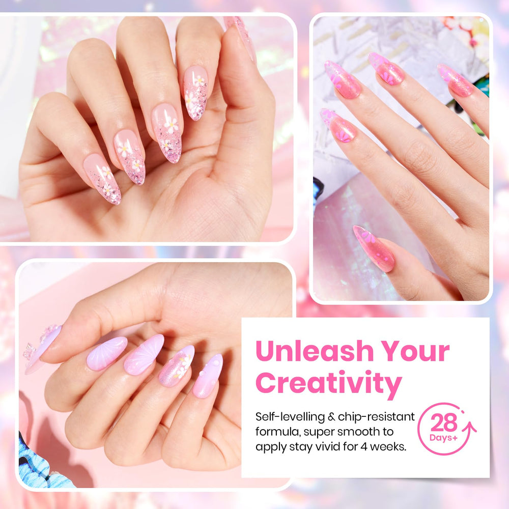 Beetles Gel Polish Set butterfly and flower charms for decorative nail art