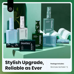 Beetles Light Green gel polish for a soft, airy finish.