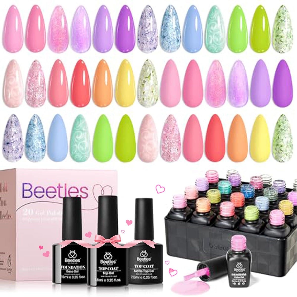 Beetles Gel Polish Set pastel palette swatches for versatile nail art