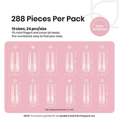 Beetles Gel Nail Tips 10 Sizes 288 Pcs enables quick sizing