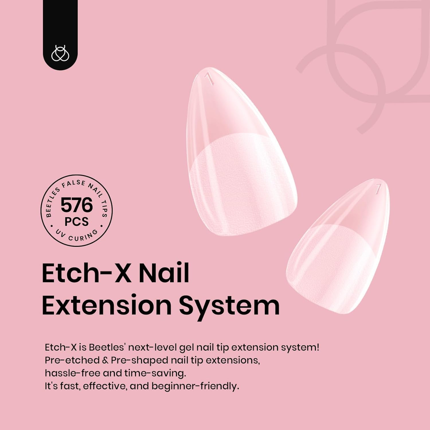 Beetles Gel Nail Tips almond half-matte set for precise DIY fitting