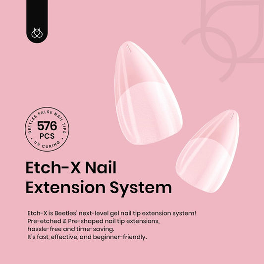Beetles Gel Nail Tips almond half-matte set for precise DIY fitting