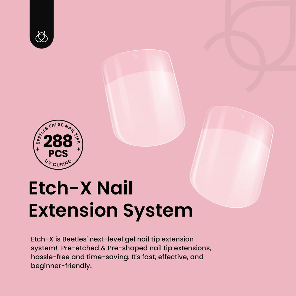 Beetles Gel Nail Tips with half-matte etch-X finish for elegant daily wear.