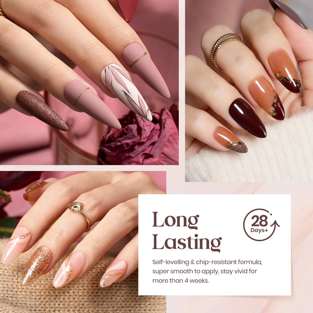 Beetles Gel Polish brown shades in a bottle display for everyday chic.