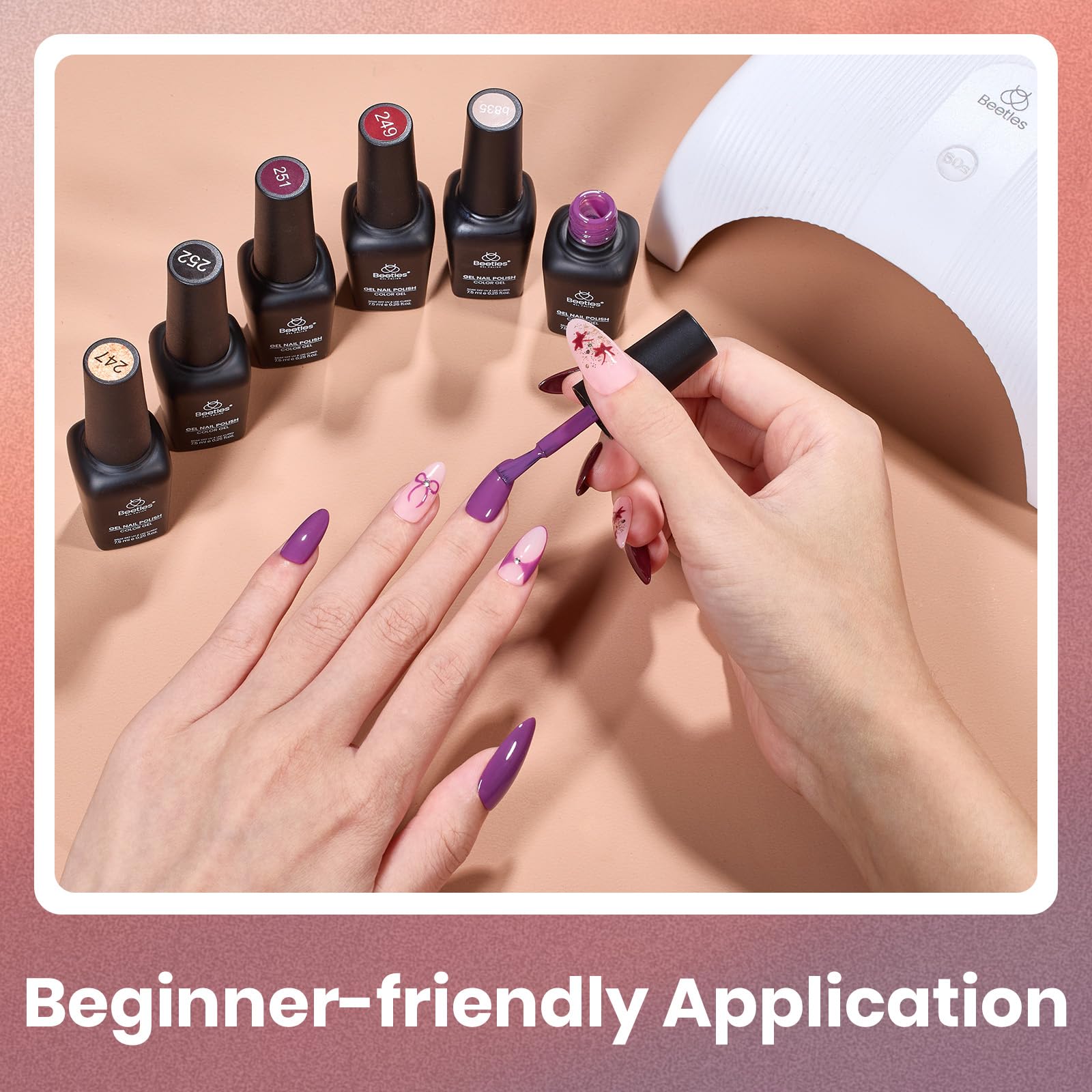 Beetles Gel Polish brush close-up for smooth, even application.