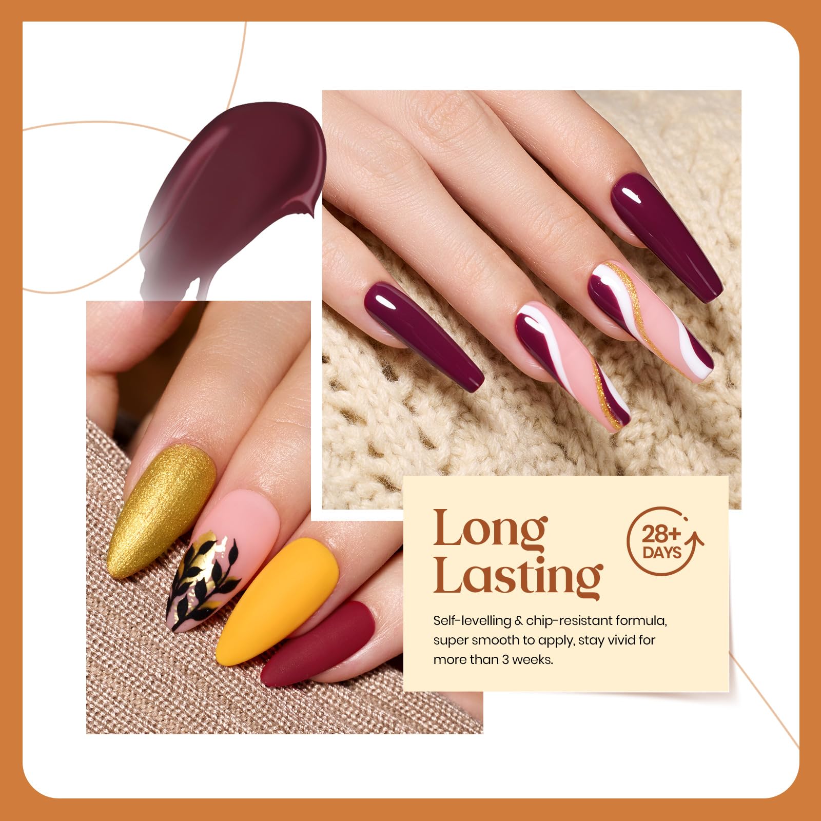 Beetles Burgundy shade swatch for deep, elegant nails.