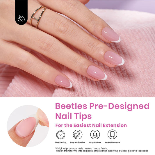 Beetles Gel Polish French Tips close-up edges for neat manicures.