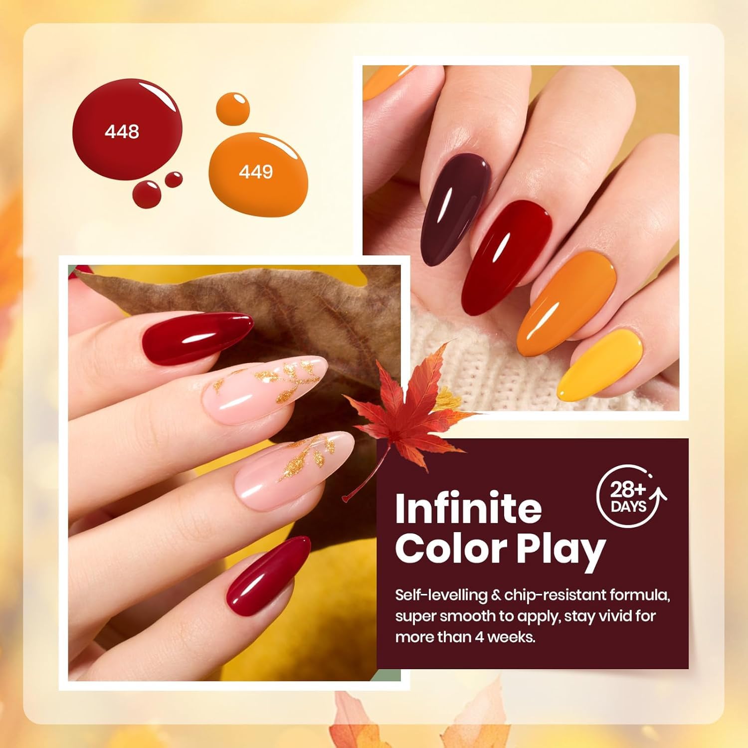 Beetles Gel Polish glitter orange gold topper adds festive sparkle to nails