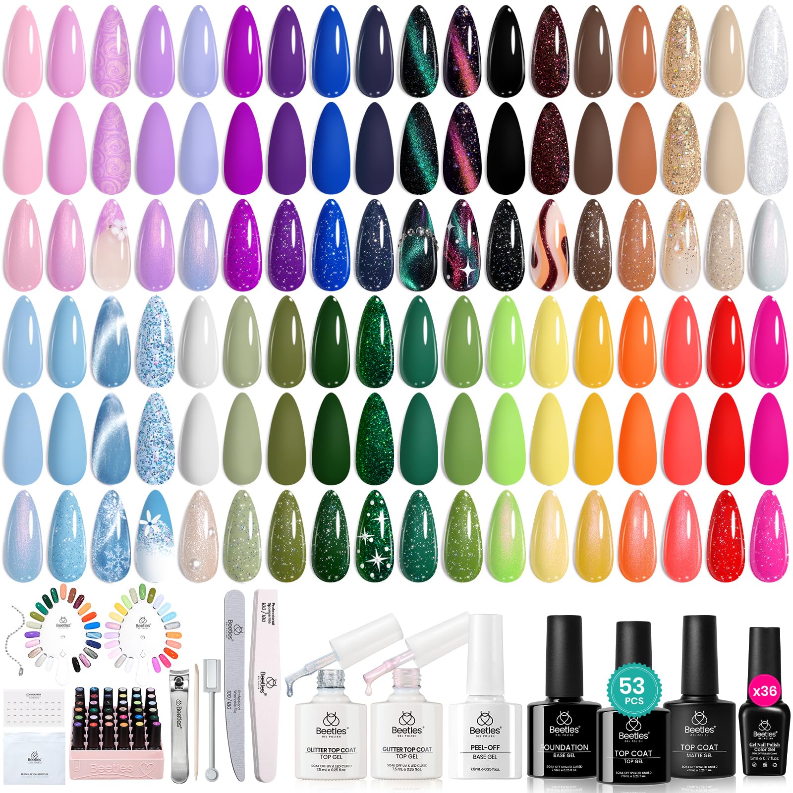 Beetles Gel Polish Kit 36 colors for versatile at-home manicures