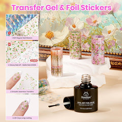 Beetles Gel Polish Kit includes nail art foil glue for creative designs.