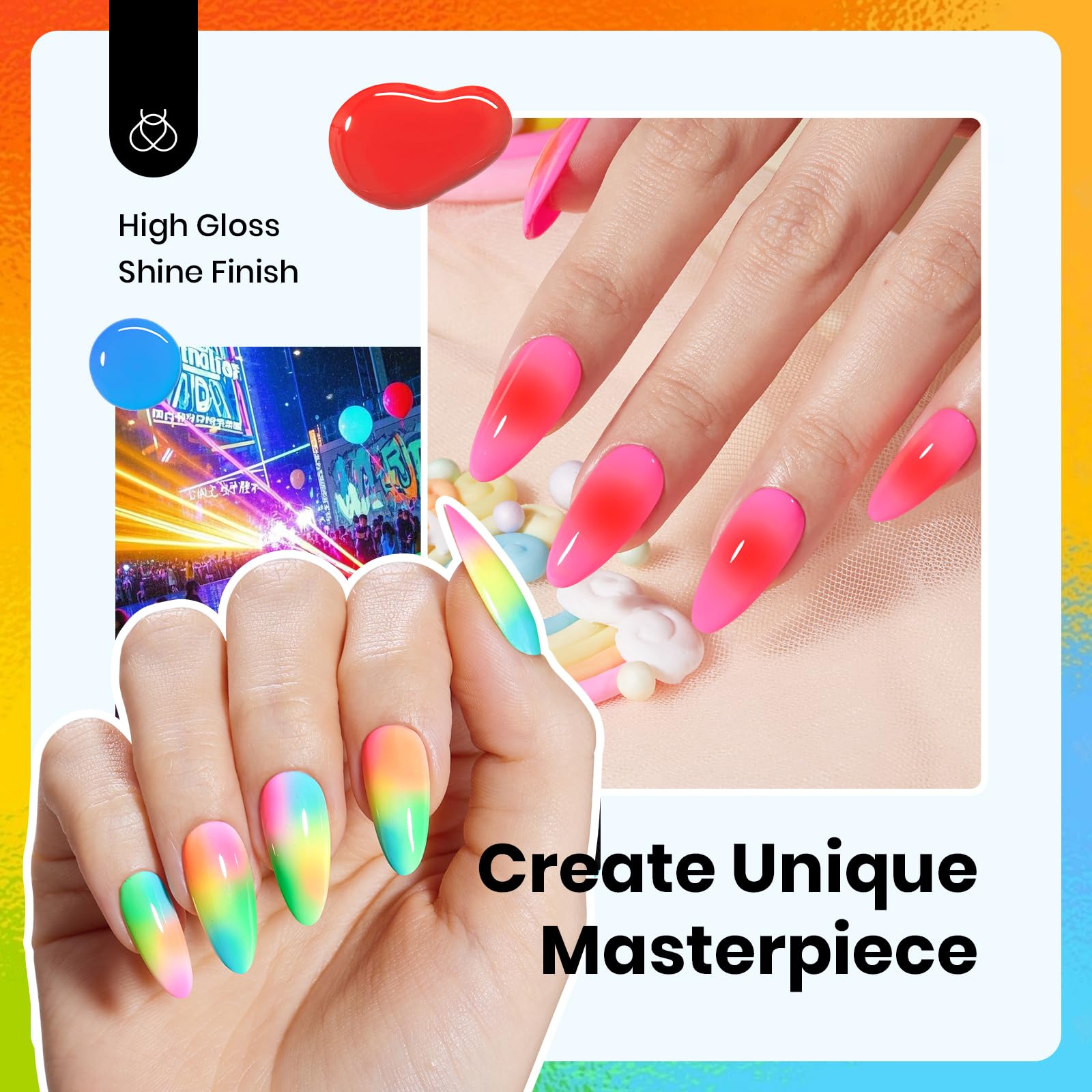 Beetles Neon Orange bottle demonstrates high-visibility color for party-ready nails.