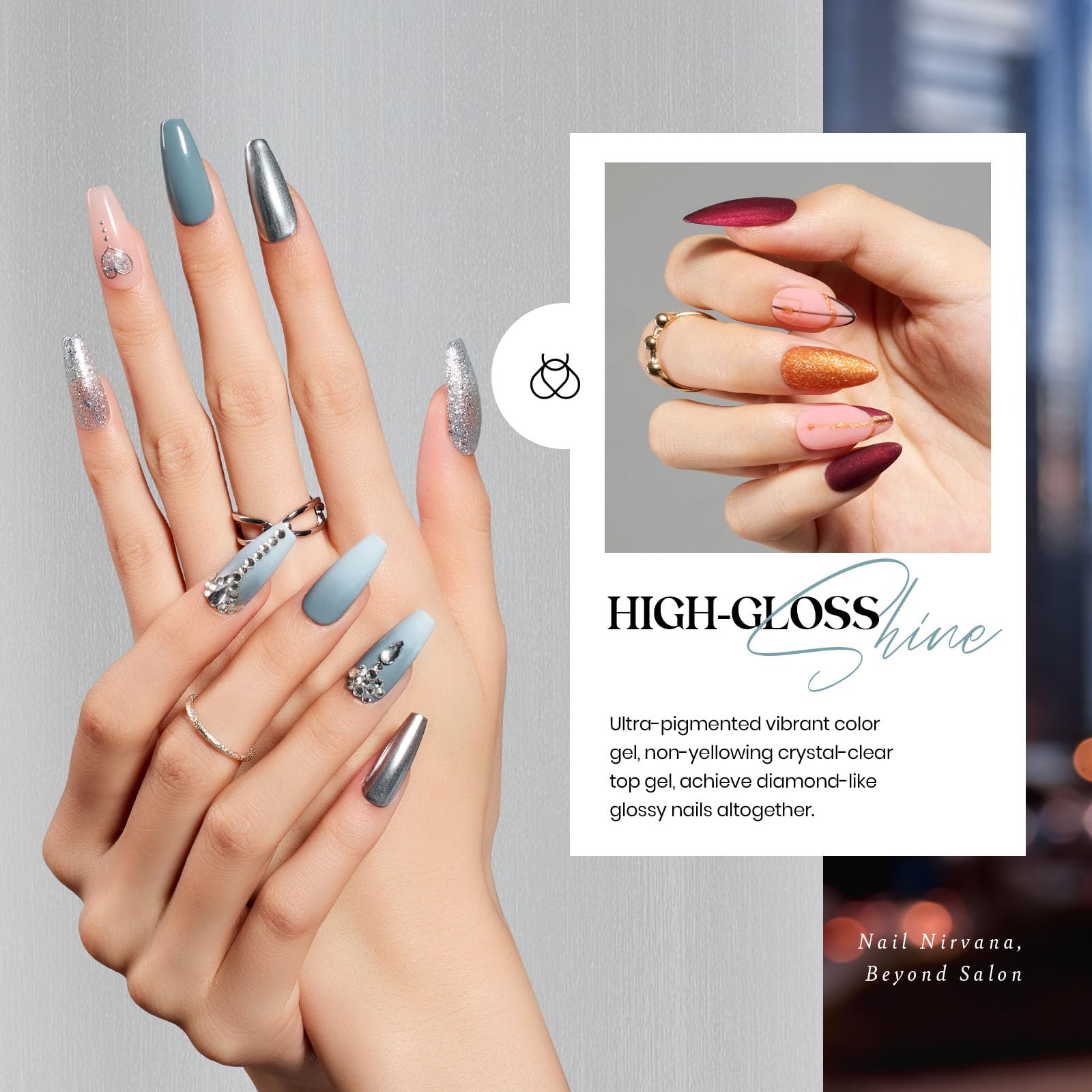 Nude pink gray burgundy shades for elegant, everyday nails with Beetles