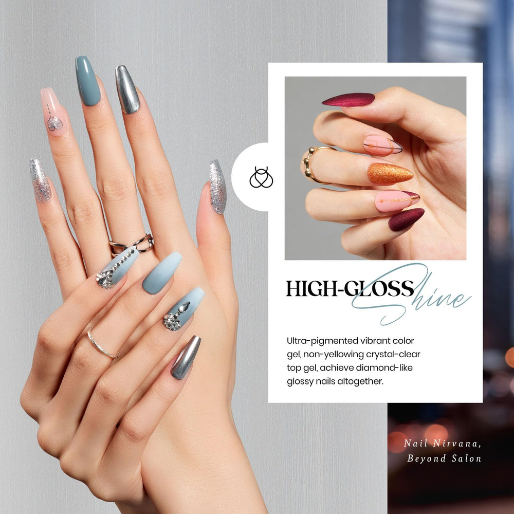 Nude pink gray burgundy shades for elegant, everyday nails with Beetles