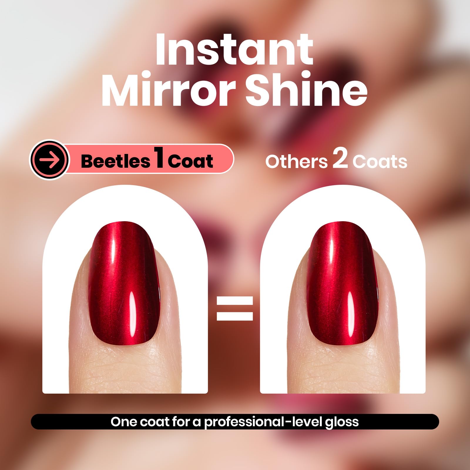 Beetles Red Chrome with precision brush for smooth, even nail application.