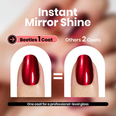 Beetles Red Chrome with precision brush for smooth, even nail application.