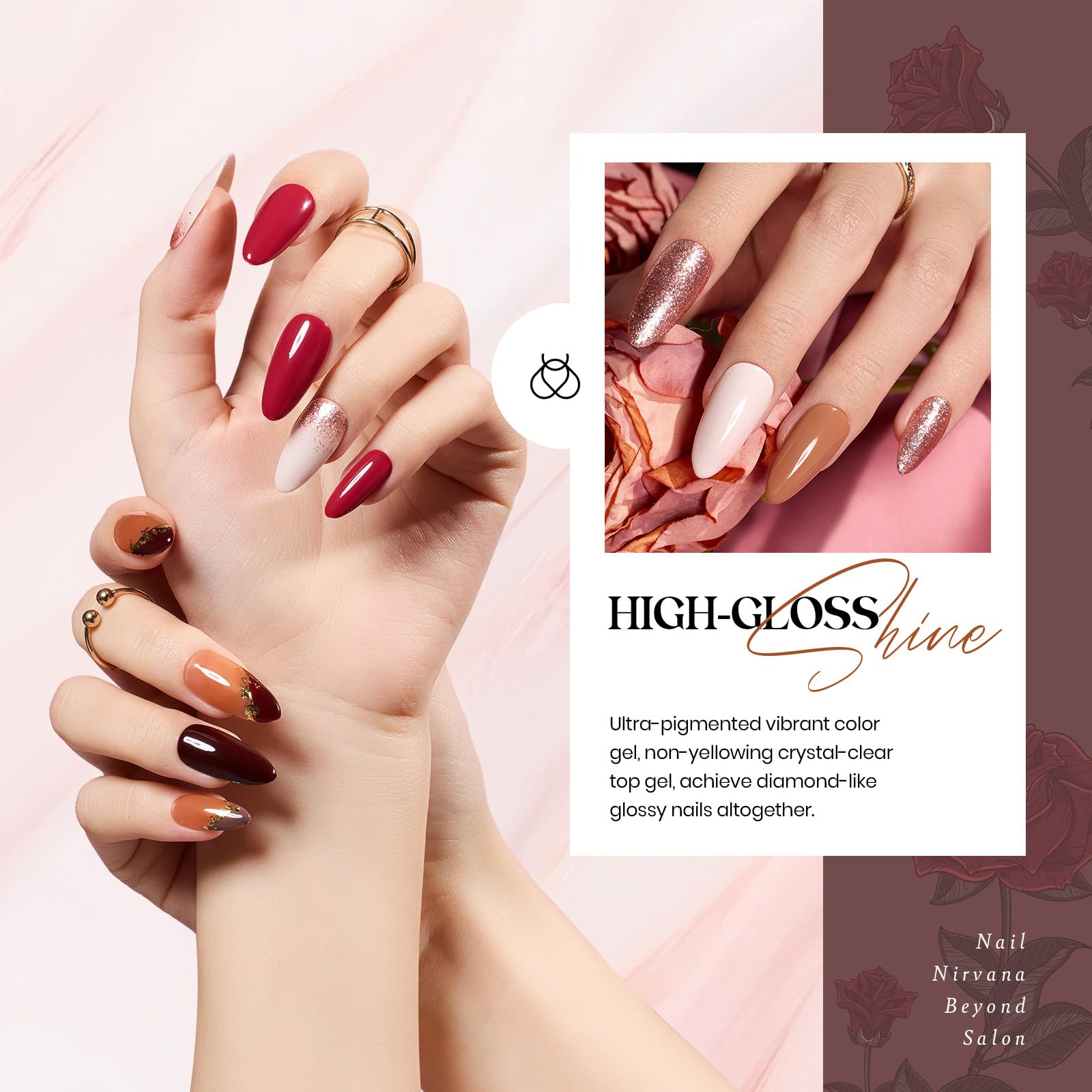 Beetles Gel Polish red nude pink shades for versatile manicures.