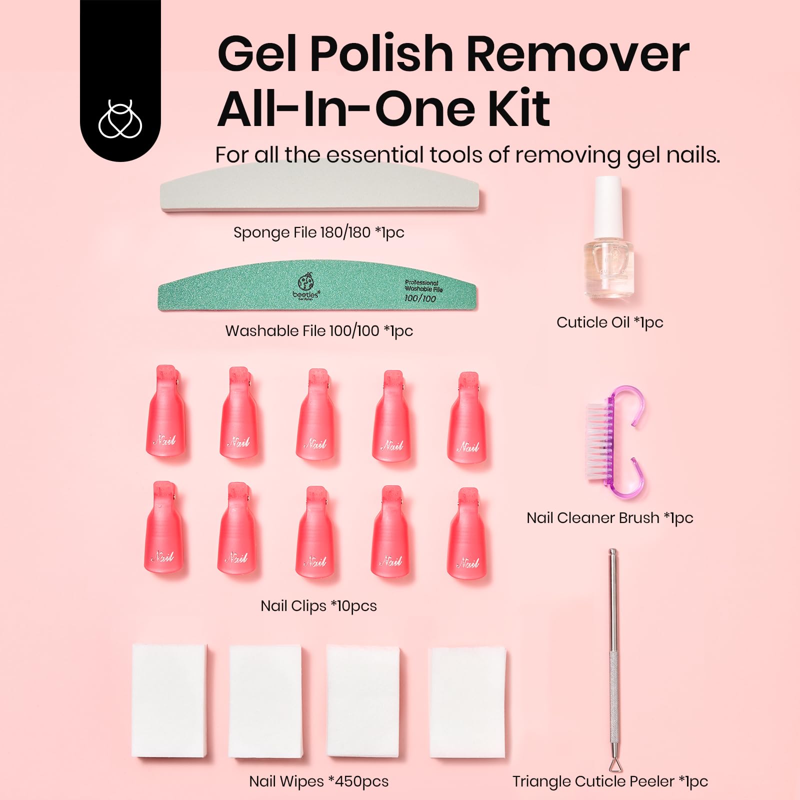 Beetles remover clips in action during gel polish removal at home