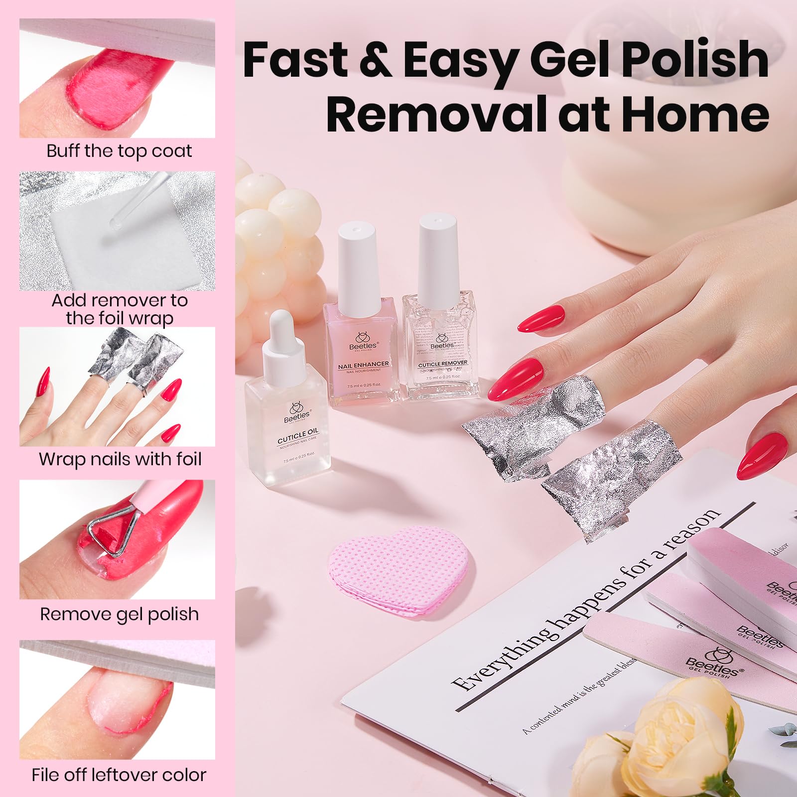 Beetles Gel Polish Remover Kit dual-ended pusher for precise edges